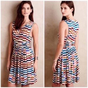Anthropologie Maeve Multicolor Sennebec Dress Womens Small Keyhole‎ Sleeveless